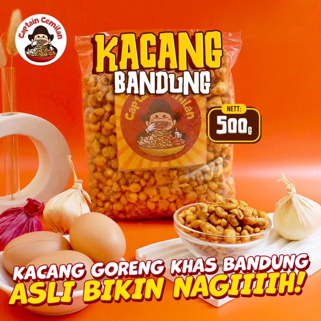 500gram Kacang Goreng Bandung gurih renyah Captain Cemilan snack kiloan makanan ringan cemilan