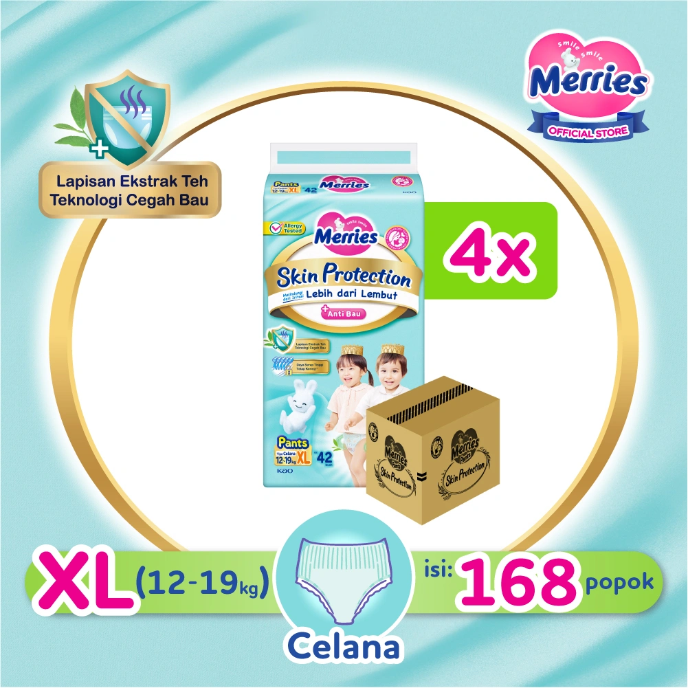 Merries Skin Protection Popok bayi Celana XL 42 Carton - Perlengkapan Bayi / Diapers Pants