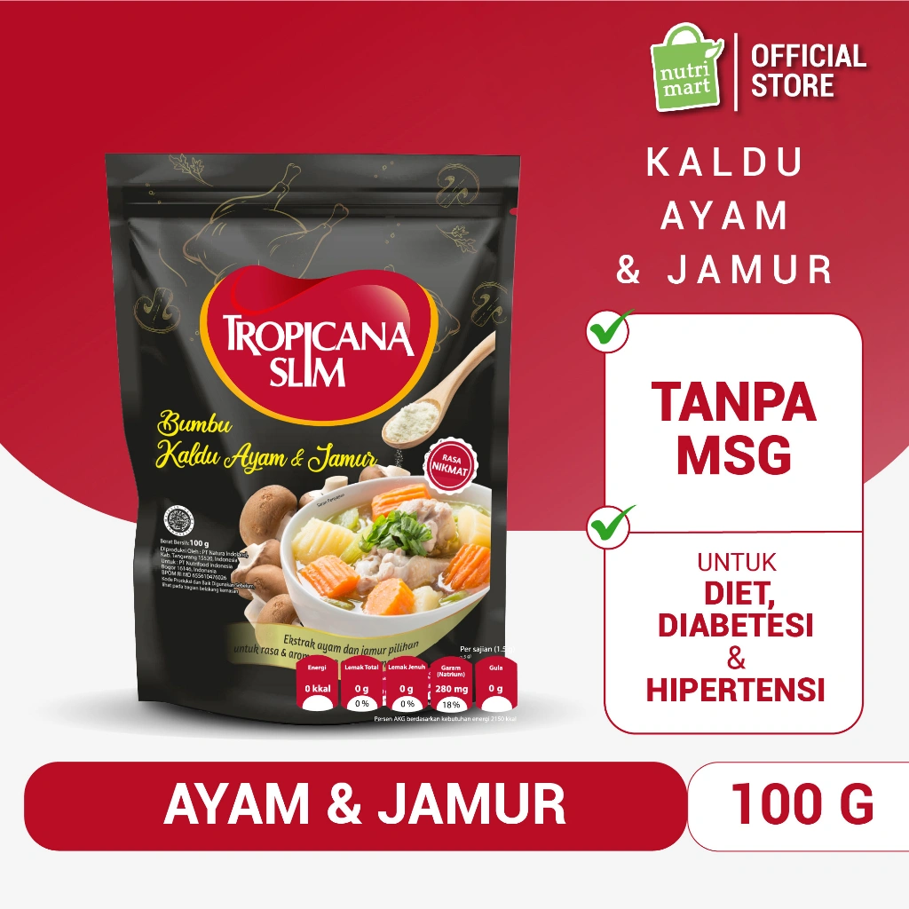 Tropicana Slim Bumbu Kaldu Ayam dan Jamur 100 gram - lebih rendah garam dan tanpa MSG