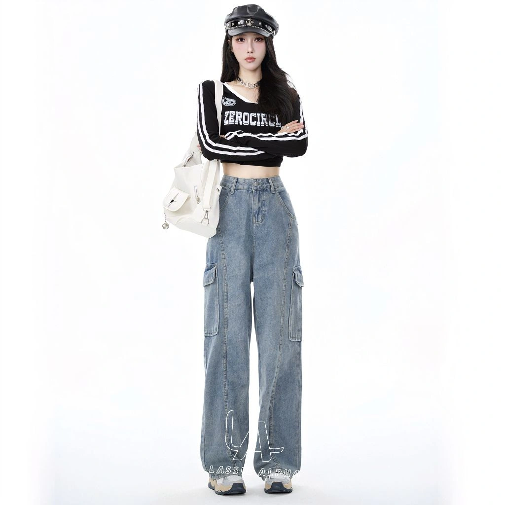 Lassie Alpha J62 Celana Panjang Highwaist Kulot Jeans Wanita  Panjang Wanita  Celana Jeans boyfriend Jeans celana jeans wanita cargo pants jeans HW Celana panjang boyfriend jeans kulot celana kargo wanita high waist jeans lurus Celana panjang kasual jeans