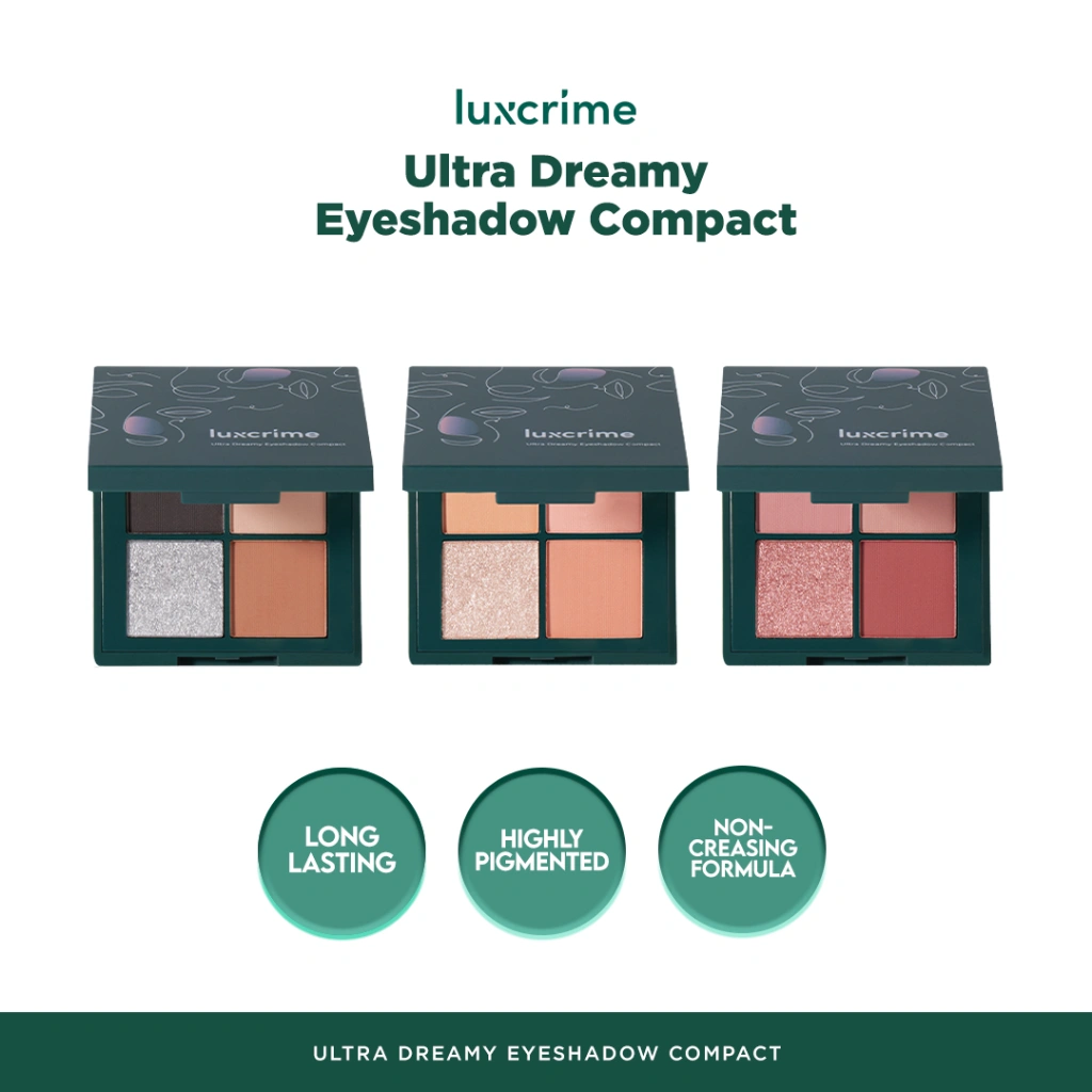 Luxcrime Ultra Dreamy Eyeshadow Compact - 4 Warna Intense Minim Fall Out & Tahan Lama