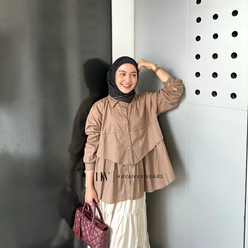Aruna Blouse - Atasan Kemeja Bahan Poplin Premium All Size by Havanyawears