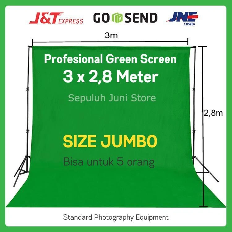 Green Screen Background Foto Hijau Polos Ukuran 3x2,8 Meter | Backdrop foto studio