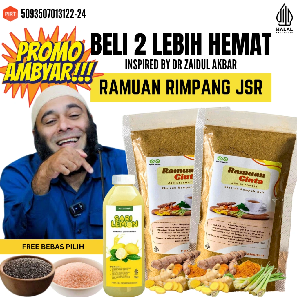 [PROMO AMBYAR] - BELI 2 LEBIH HEMAT - RAMUAN RIMPANG JSR - BY DR ZAIDUL AKBAR - UNTUK DIET DAN MENGATASI ASAM LAMBUNG