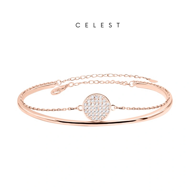 Celest - Eudoré Rose Gold Bangle Jewelry (Adjustable) | Gelang Emas Asli 18K Bersertifikat | Perhiasan Lapis Emas 18 Karat Gold Plated | Kado Aksesoris Pernikahan Anniversary Ulang Tahun | Gift Box Mewah