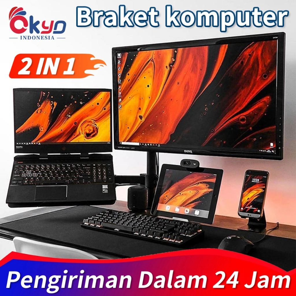Bracket Monitor & Stand Laptop Adjustable Height Laptop Stand Double Stand Mount Desk Breket