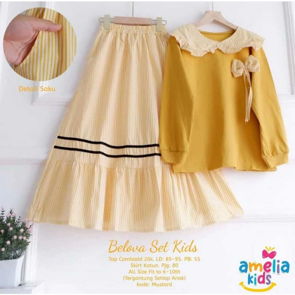 BELOVA SET KIDS SETELAN ANAK PEREMPUAN SETELAN ROK USIA 3-12 TAHUN