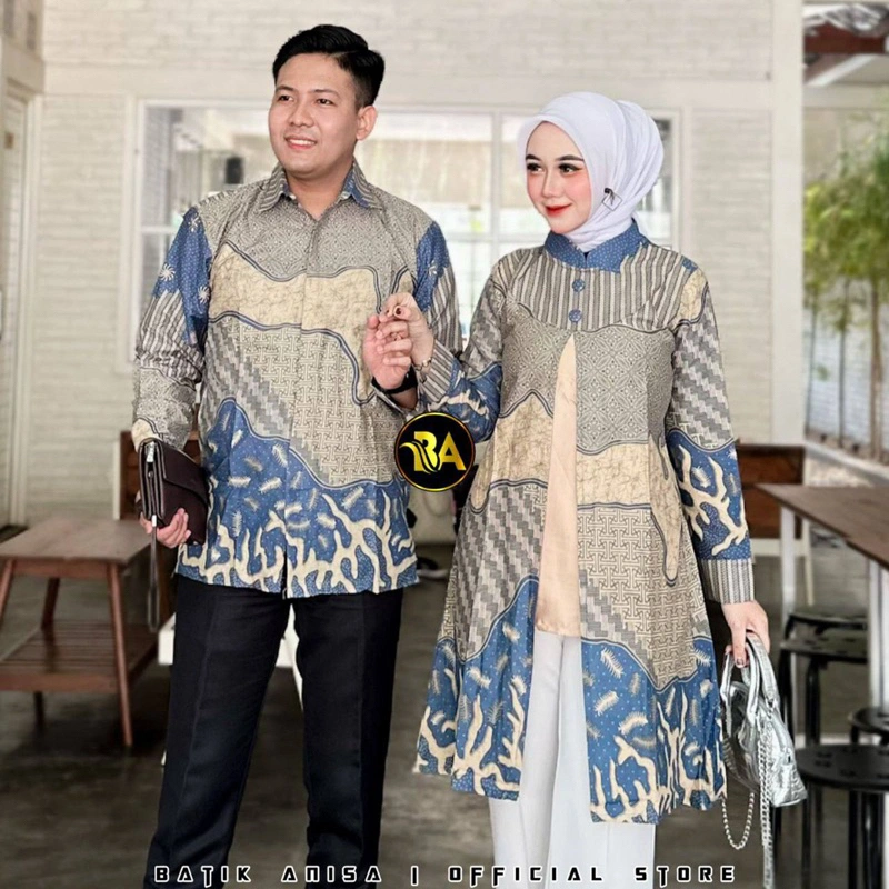 Batik Tunik Couple Modern Set Pakaian Couple Kemeja Batik Pria Baju Batik Couple Batik Pasangan termurah