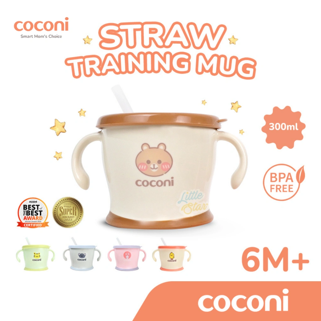 Coconi Early-Age Straw Training Mug 300 Ml Gelas Sedotan Bayi Anak Mangkuk Susu Anak Cangkir Anti Tumpah Dengan Sedotan BPA Free