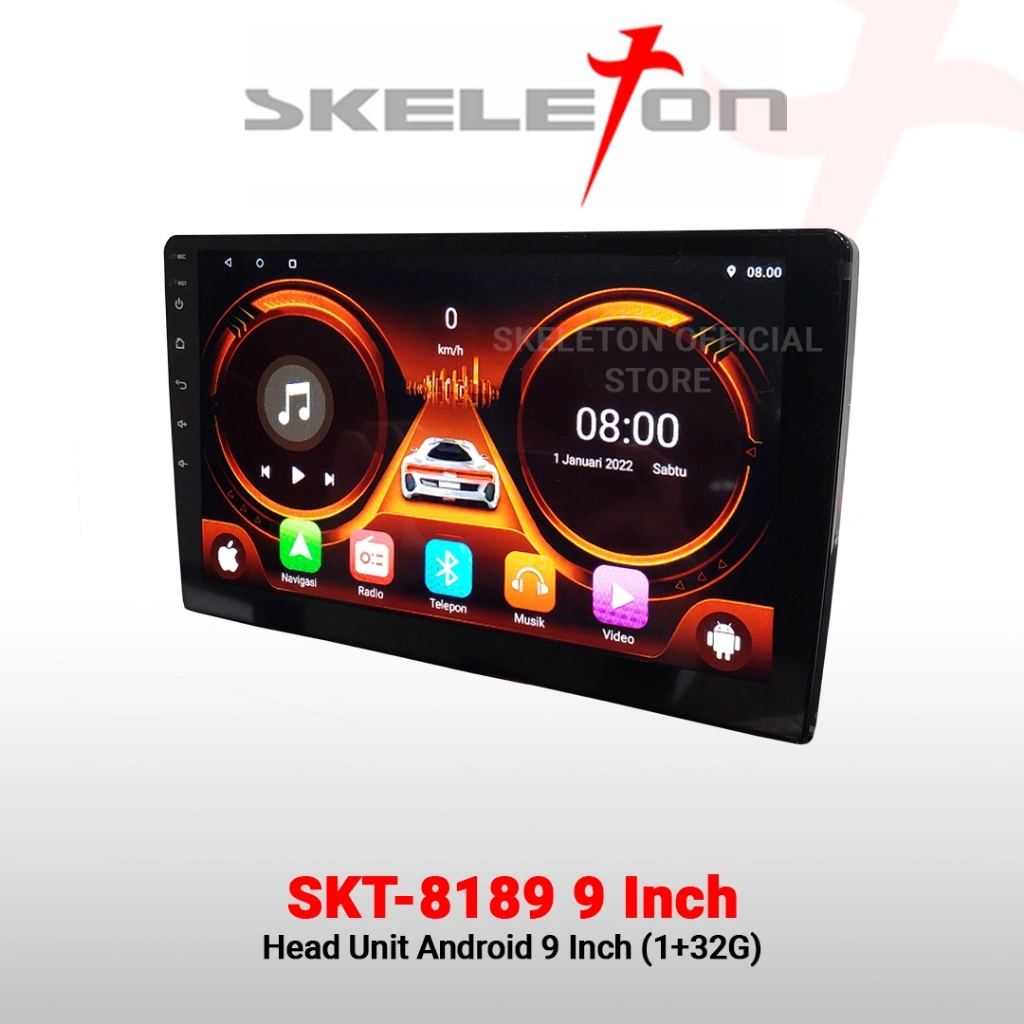 Skeleton Head Unit Android  SKT-8189 9" Inch 1+32GB  Atau  2+32GB  Atau  4+64GB