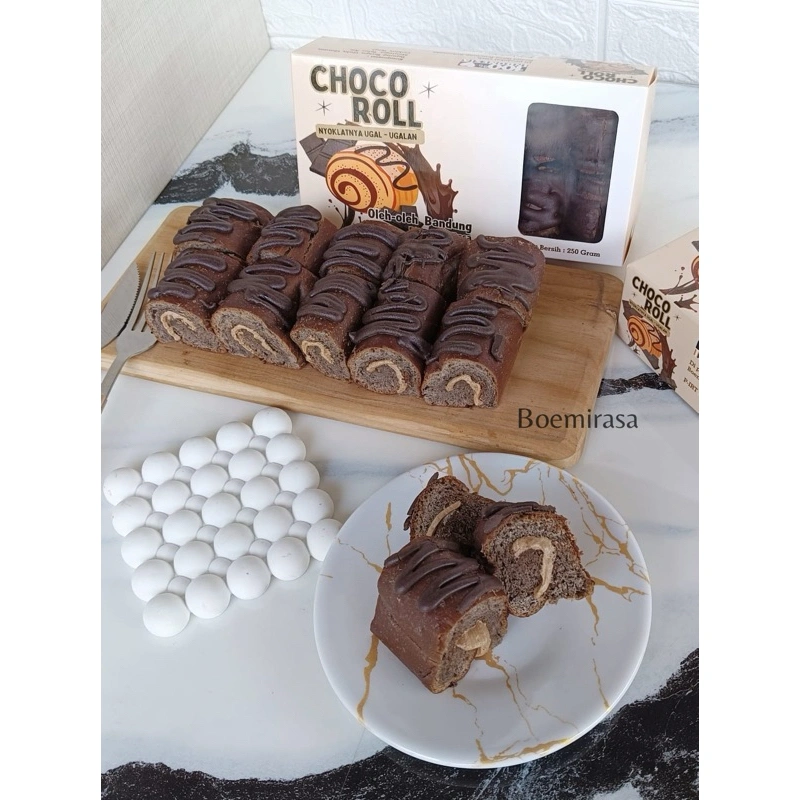 Choco Roll Boemi Rasa Isi 10 pcs - Roti Gulung Cokelat - Roti isi Cokelat - Roti Cokelat