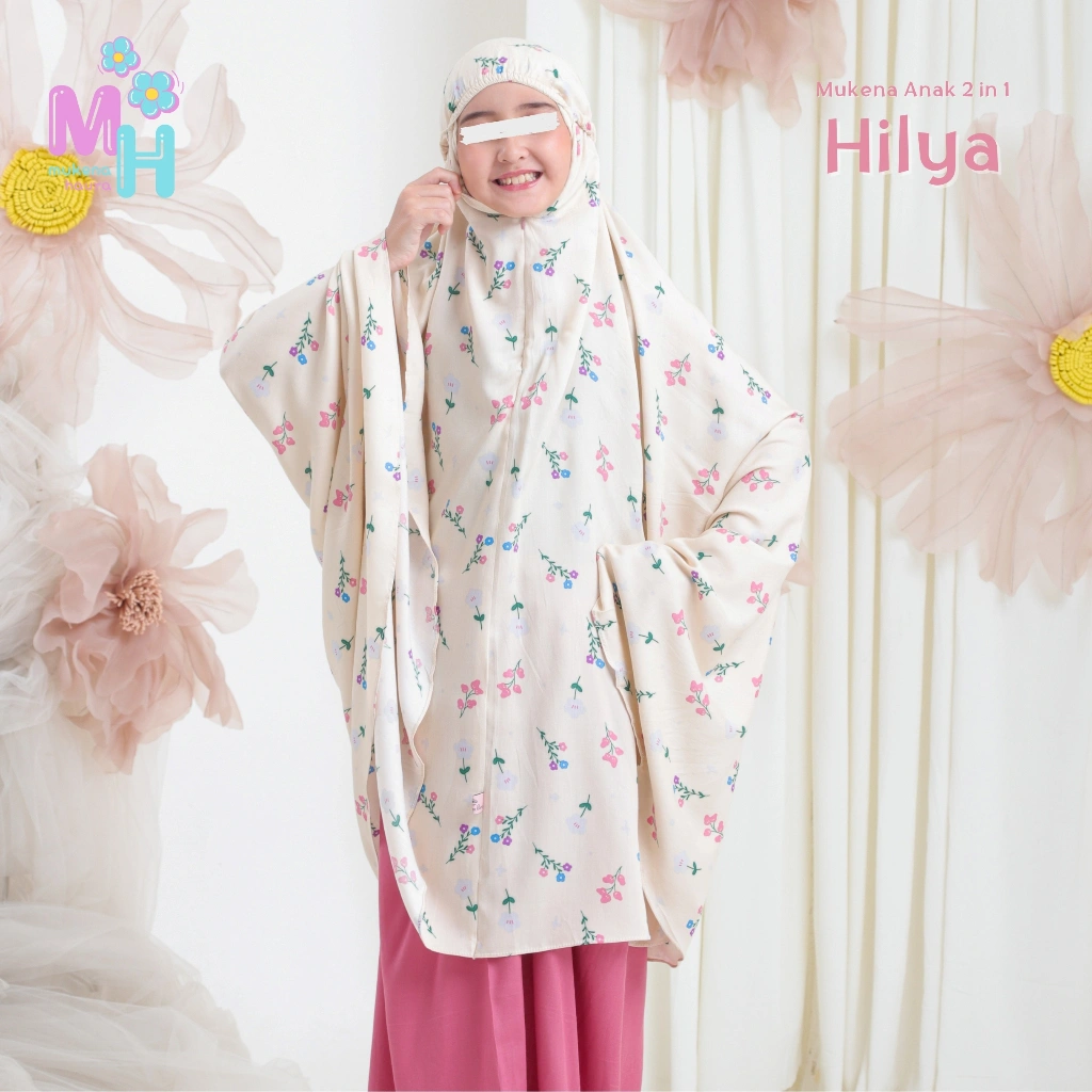 Mukena Anak Rayon Hilya 2 In 1 Resleting Dagu