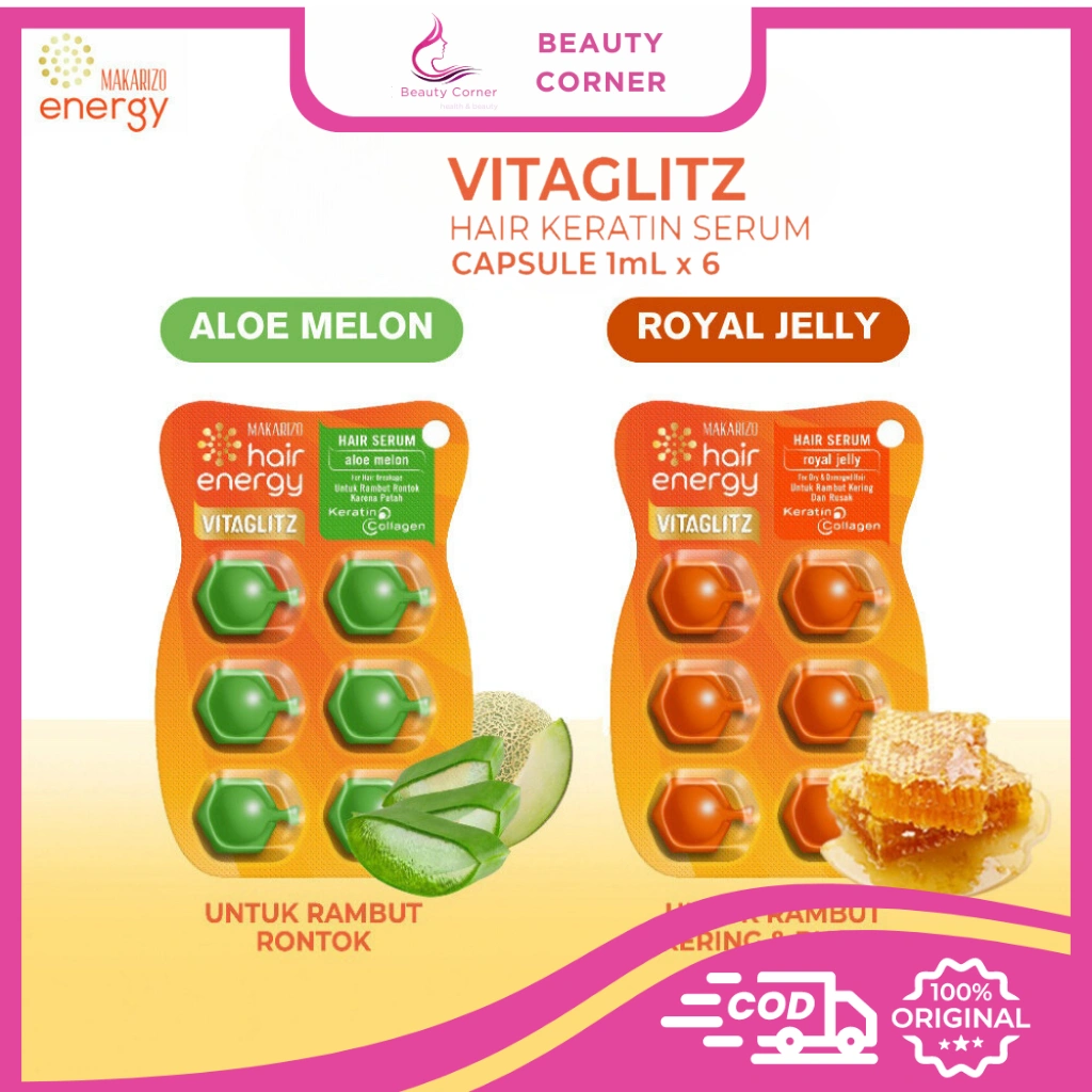 Makarizo Hair Energy Vitaglitz Hair Serum - Vitamin Rambut Kapsul 6x1ml