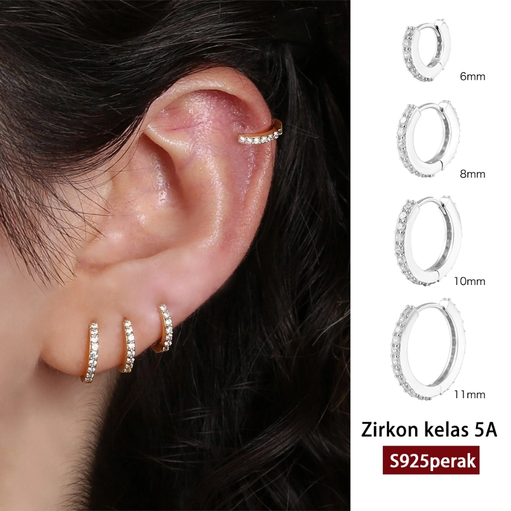 Ear Partner Anting zirkon perak murni 925 Sangat berkilau Gaya baru 2026 Rasa kemewahan