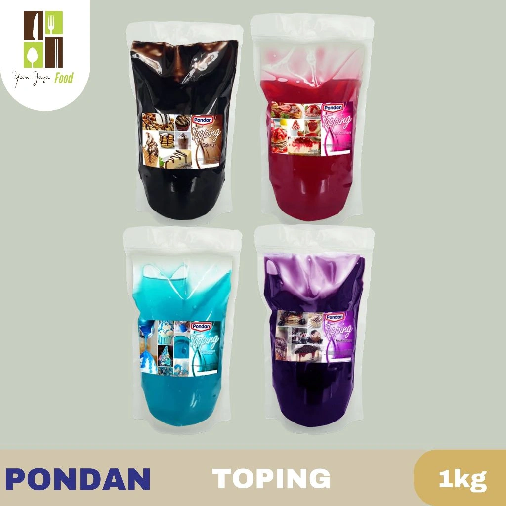 Pondan Sundae Topping / Cokelat / Strawberry / Bluberry / Bubble Gum / Saus / Topping Kemasan 1kg