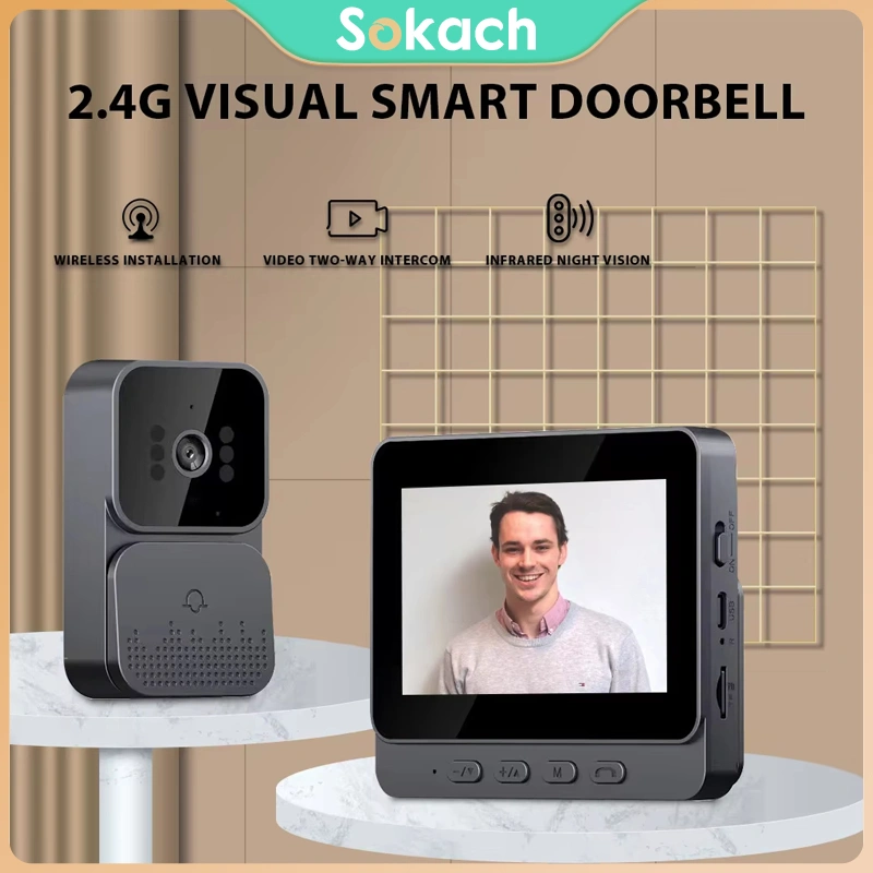 4.3 Inch IPS Screen Wireless Visual Intercom Doorbell with Screen Smart High-definition Video Monitoring Two-Way Intercom