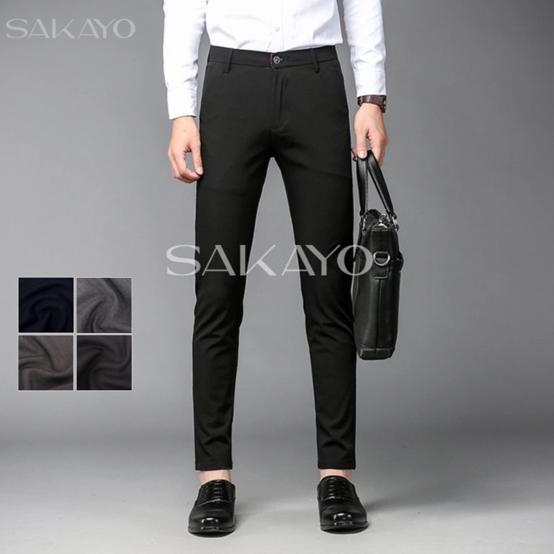 SAKAYO - Celana Kantor Formal Kerja Pria Slimfit Bahan Dasar Kain