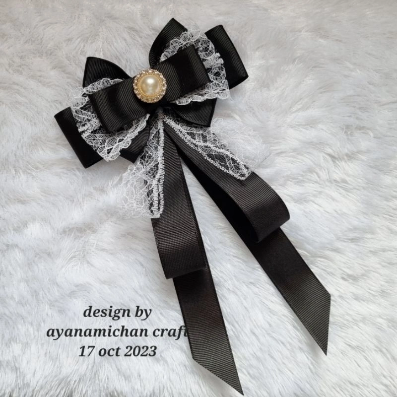 Korean Ribbon Brooch Bros Pita Korea Pita aplikasi black Princess 1