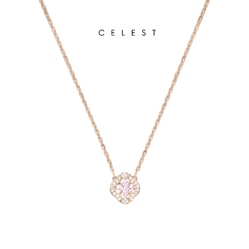 Celest - Lillá Rose Gold Necklace Jewelry (Adjustable) | Kalung Emas Asli 18K Bersertifikat | Perhiasan Lapis Emas 18 Karat Gold Plated | Kado Aksesoris Pernikahan Anniversary Ulang Tahun | Gift Box Mewah