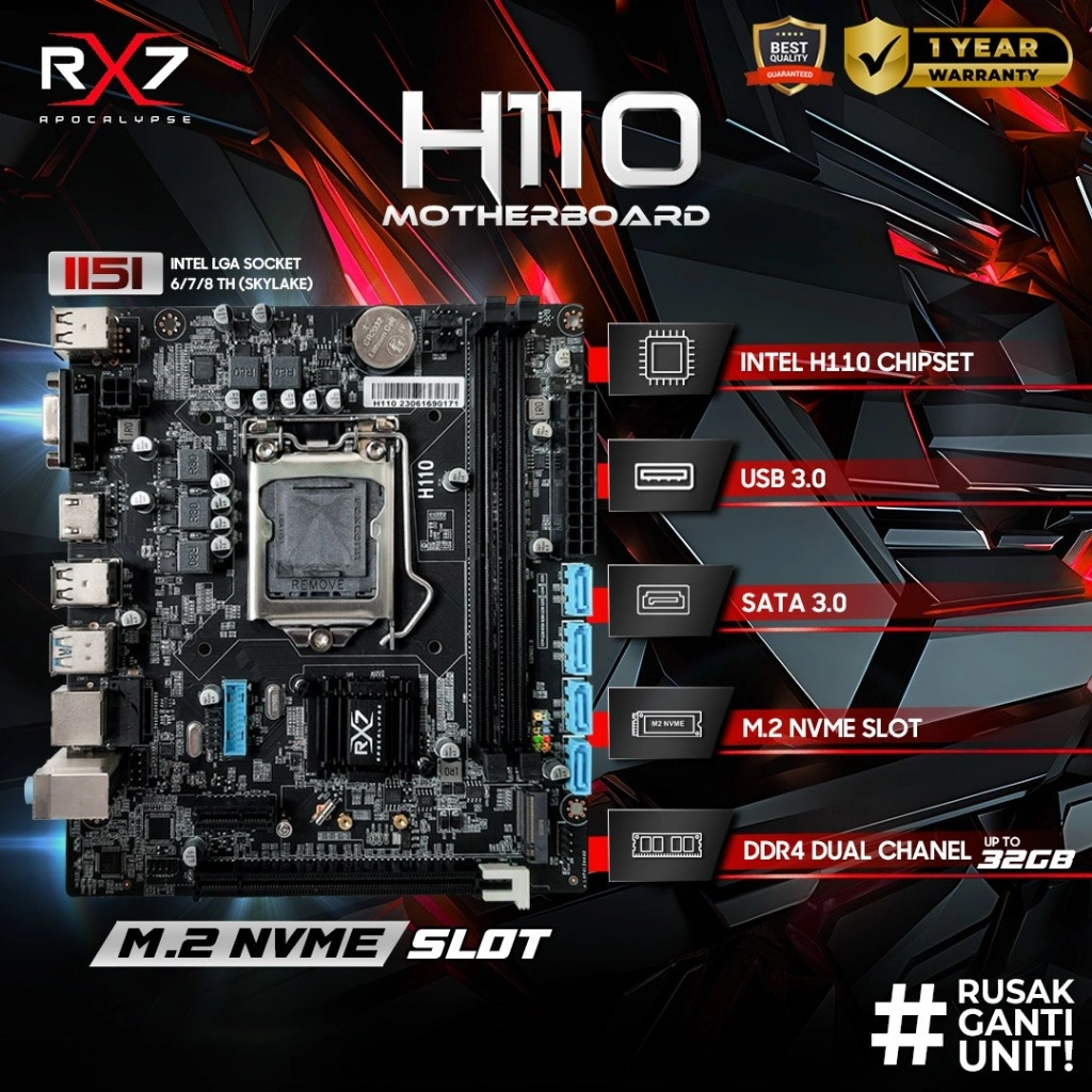 Motherboard RX7 H110 Socket LGA 1151 DDR4 Mainboard H110 INTEL