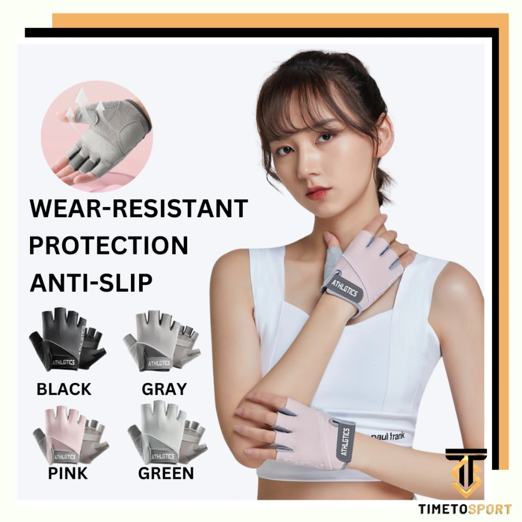 TIMETOSPORT Sarung Tangan Olahraga Gym Sepeda Perlindungan Matahari non-slip Bernapas Half Finger Glove 3012