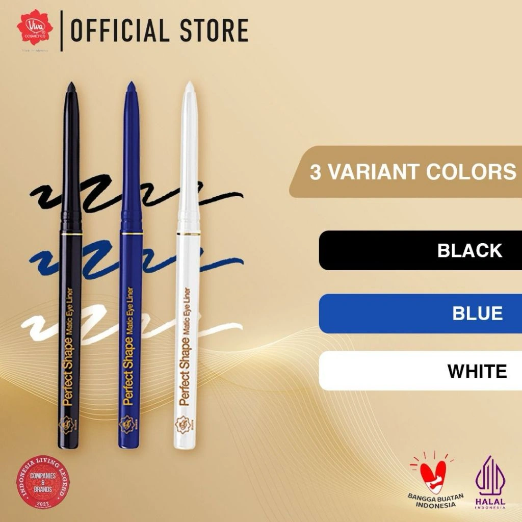 Viva Queen Perfect Shape Pencil Matic Eye Liner (WATERPROOF, SMUDGE PROOF, LONG LASTING & FREE PRESERVATIVE) with VIT C & E - tersedia 3 varian warna