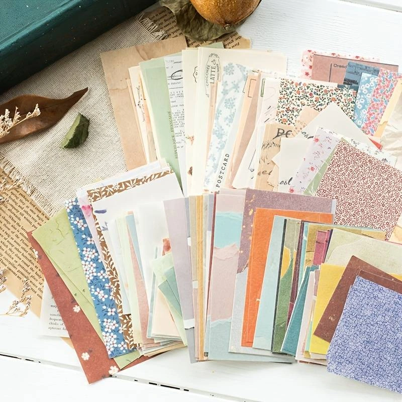 D08  60 Lembar Kertas Vintage Scrapbook Dekor Journal Paper Journaling Scrapbooking Supplies Non-Sticky Note Paper For Notebook, Planner, Bullet Journal, Junk Journal, DIY Art Crafts  paper deco / jurnaling  Bujo / miloli / bloomingyourday