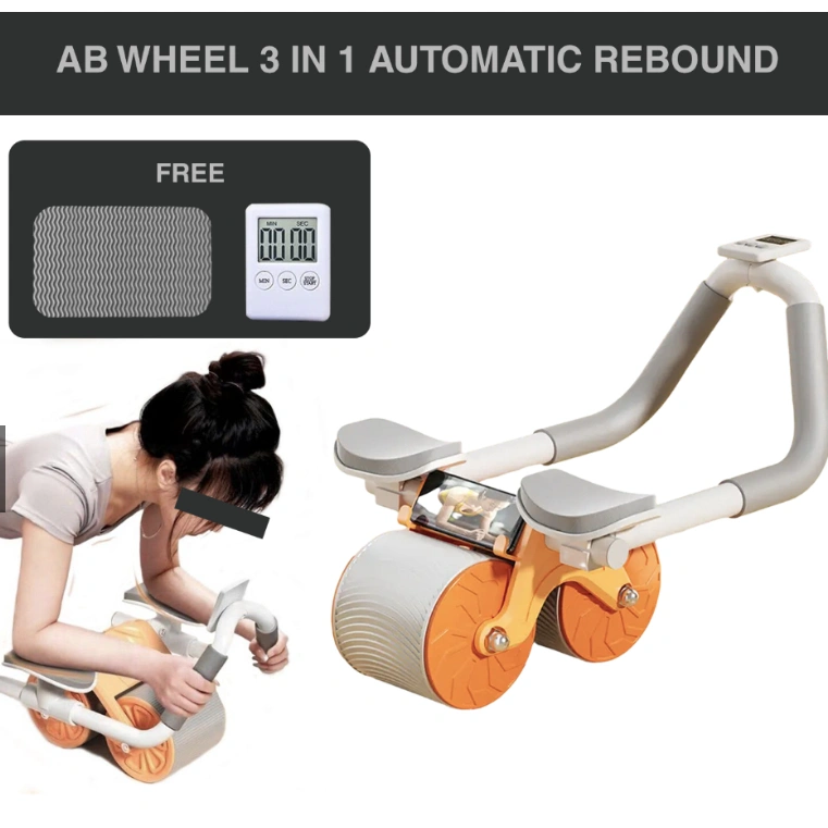 Ab Wheel Ab Roller Wheels Plank Trainer 2in1 Abdominal Core Roller Automatic Rebound Olahraga Gym Fitness Push Up goodang