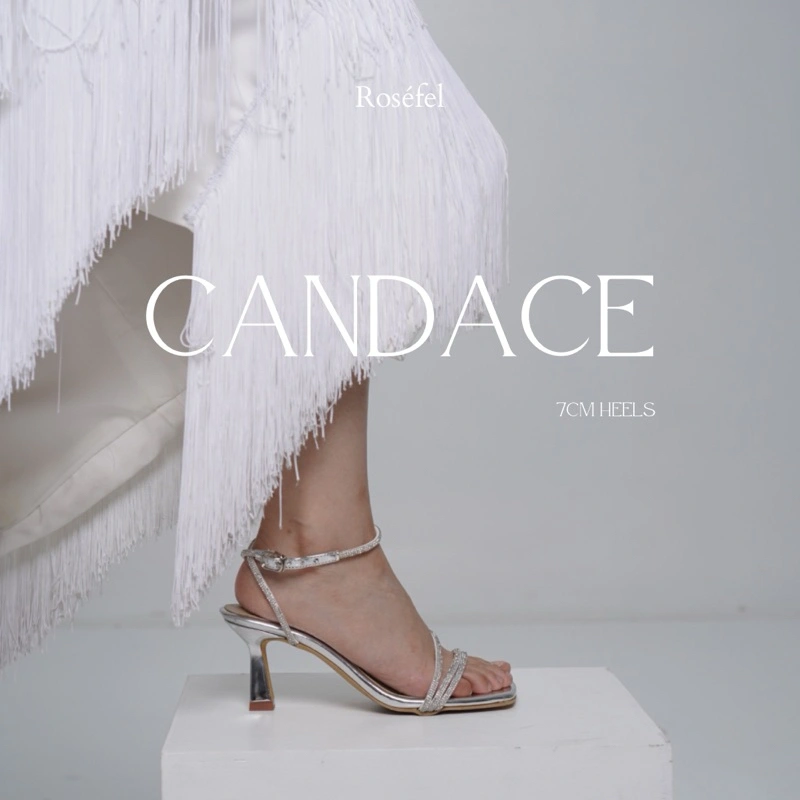 ROSEFEL PARTY COLLECTION - Candace Heels 7cm with Swarovski Strap | Heels Pesta | Sandal Heels Wanita