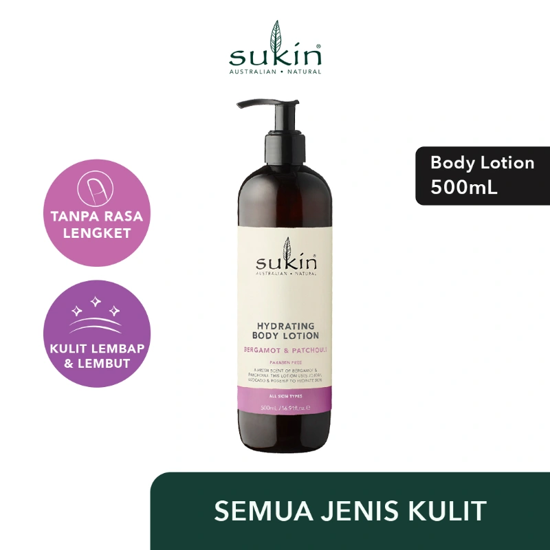 Sukin Hydrating Body Lotion Bergamot & Patchouli 500ml, Size - 500 ml