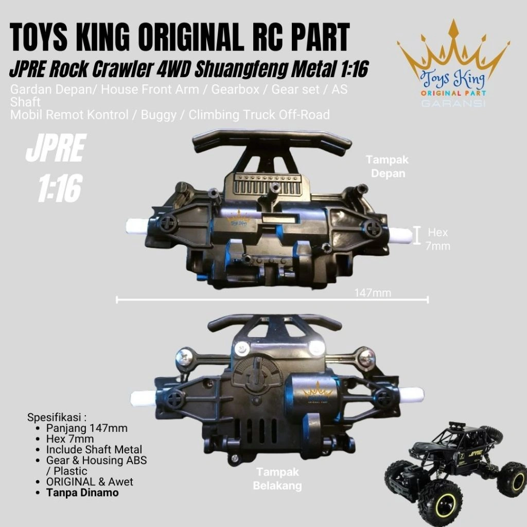 Gardan Depan/ House Front Arm / Gearbox / Gear set / AS Shaft  JPRE Rock Crawler 4WD Shuangfeng Metal 1:16 Mobil Remot Kontrol / Buggy / Climbing Truck Off-Road TOY KING ORIGINAL RC PART