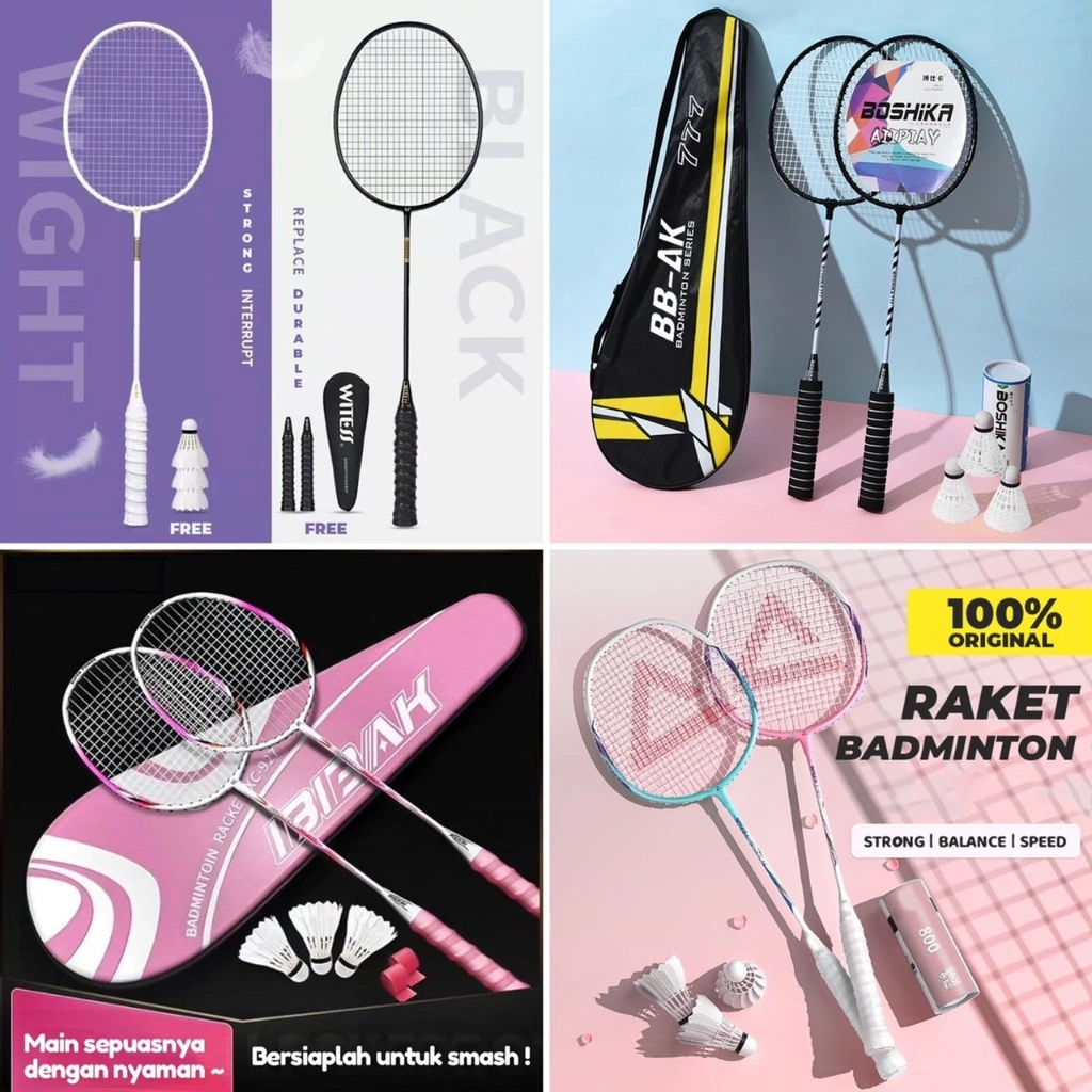 RAKET BULUTANGKIS/RAKET BADMINTON ISI 2 PCS RANDOM NO BAG