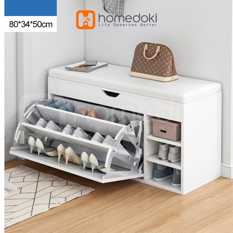 Homedoki Rak sepatu kursi / Lemari Sepatu Kayu / Rak Sepatu Minimalis/ Rak Sepatu Murah