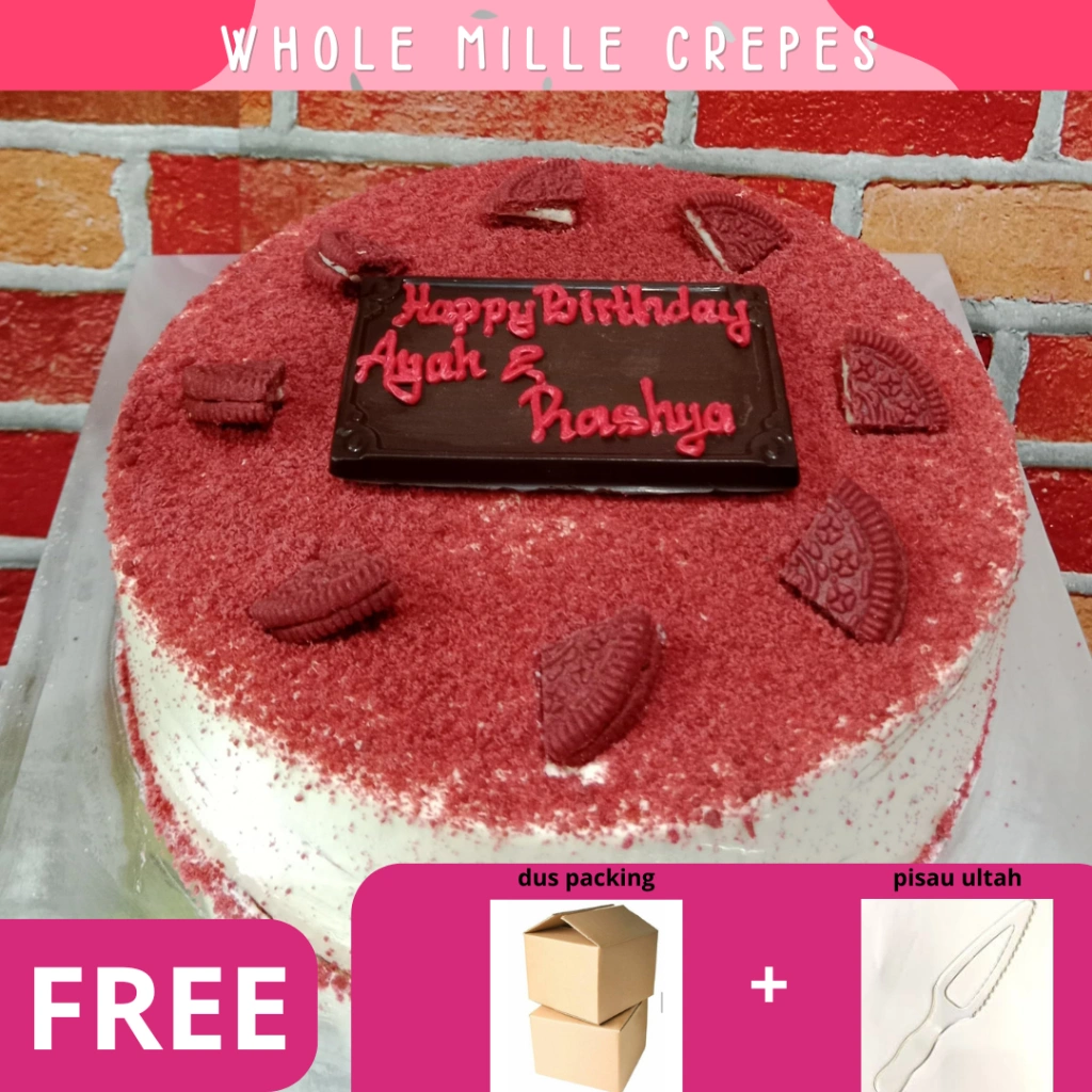 [ Custom Nama ] Mille Crepes / Kue Crepes / Kue Potong / Coklat  Kue Ulang Tahun / TERMURAH