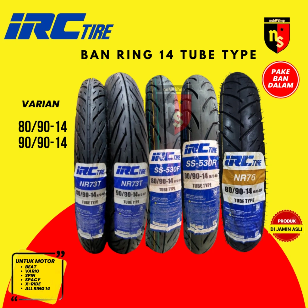 IRC NR73 80/90 90/90 Ring 14 Tubetype untuk Beat Vario Mio Soul Nex Spin