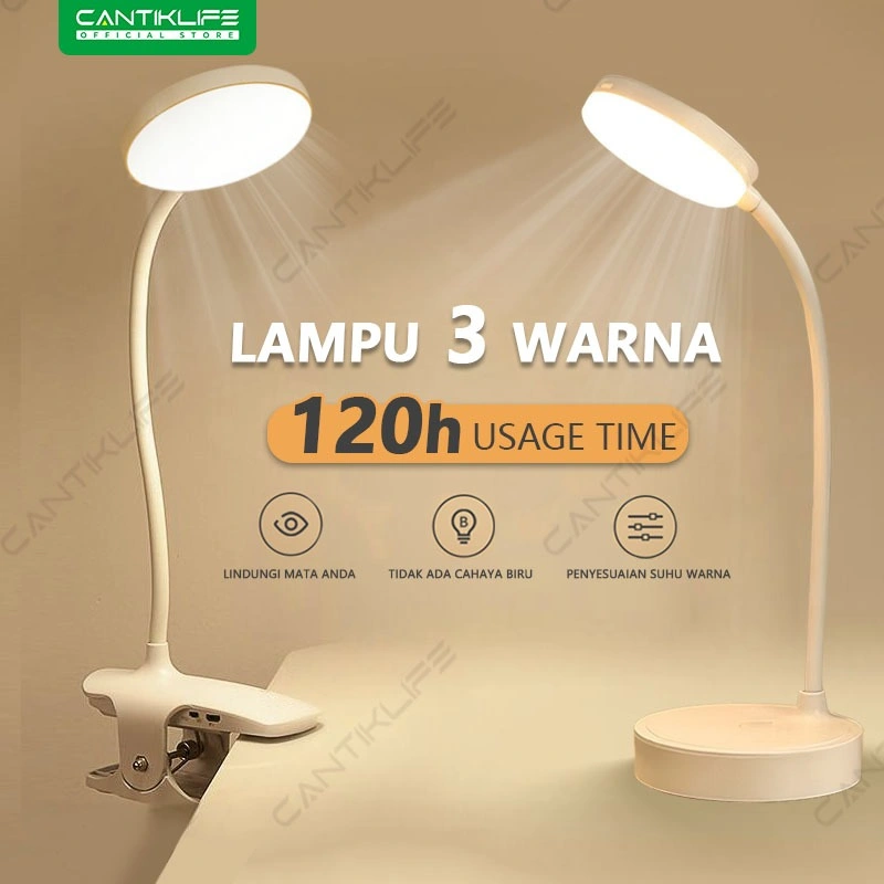 Dapat diredupkan tanpa batas Lampu 3 Warna  Portabel Lampu Meja 2000mAh Pelindung Mata Lipat Lampu Baca Belajar Pengisian Daya USB