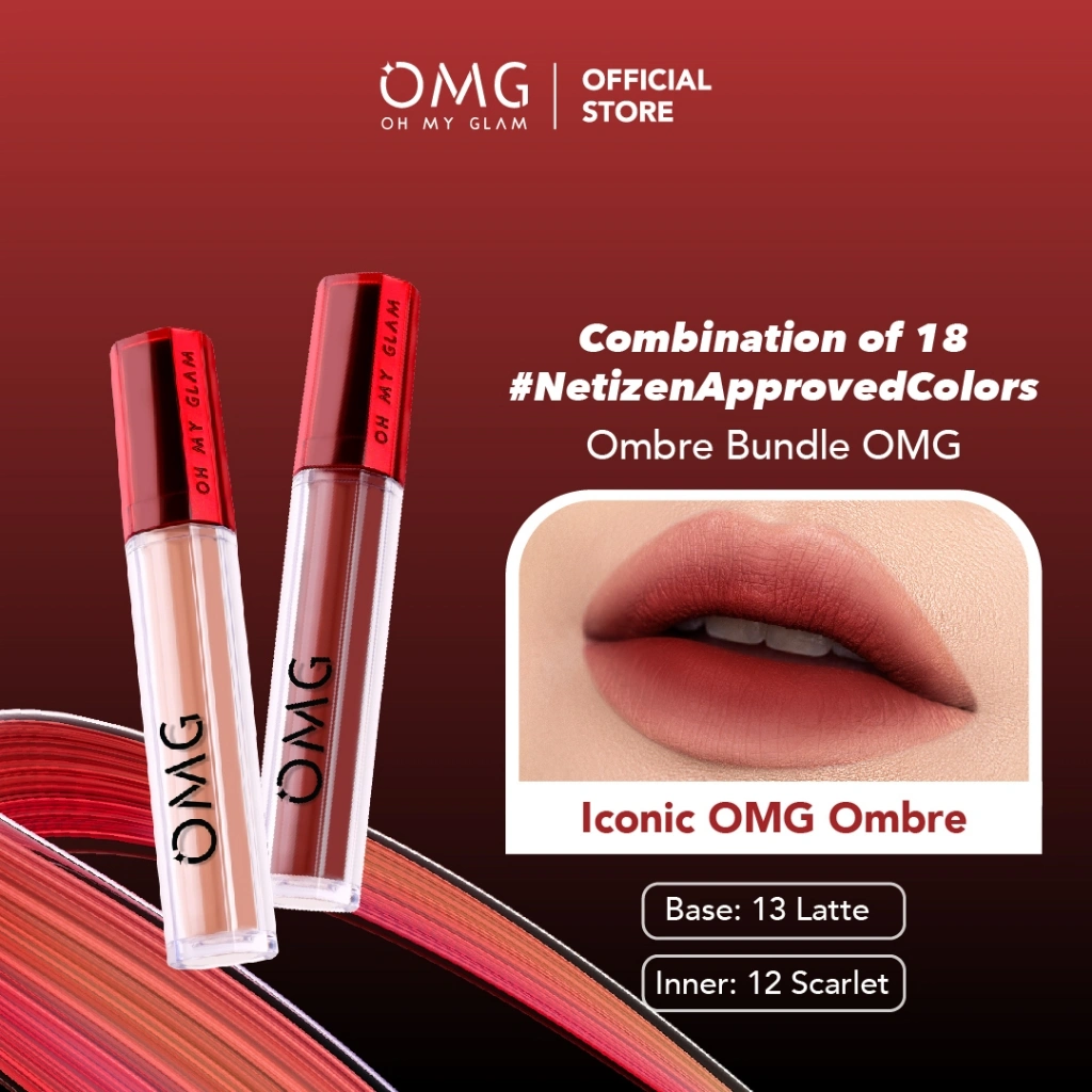 [BEST SELLER] OMG OH MY GLAM MatteLast Lip Cream Bold Coffee Ombre - 12 & 13 (Lip Cream Matte Dengan Warna Intense, Tahan Lama & Ringan)