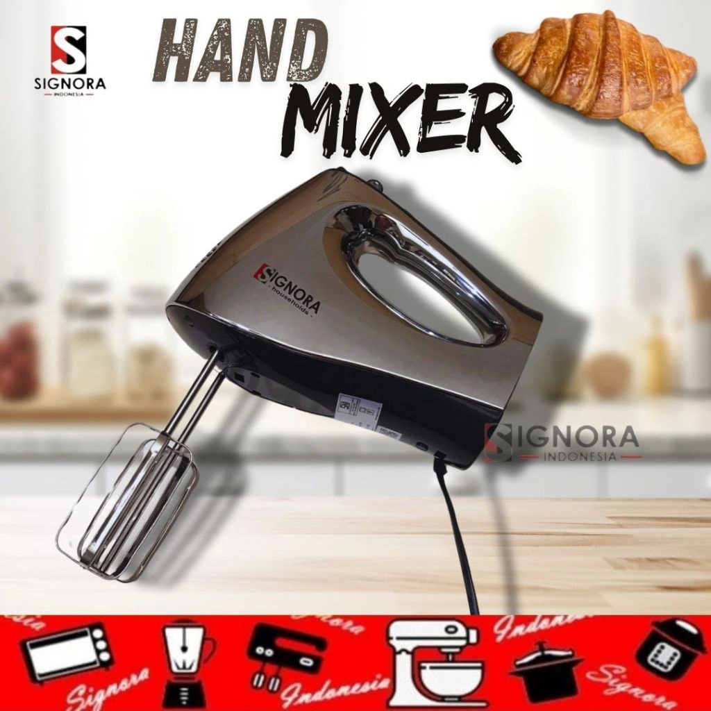 Signora Hand Mixer 300 Watt – 5 Speed + Pulse & Turbo – Plus hadiah
