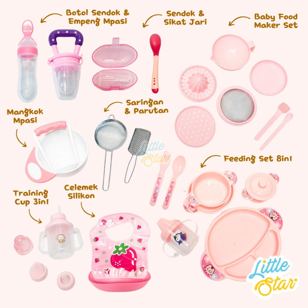 LS 26in1 Feeding Set Paket Lengkap Alat Makan Perlengkapan Mpasi Newborn Baby Food Maker Penghalus Penghancur Makanan Bayi