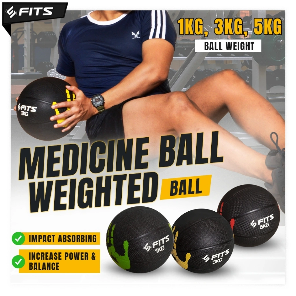 FITS Medicine Ball 3 Kg Weighted Basketball Slam Ball Bounce