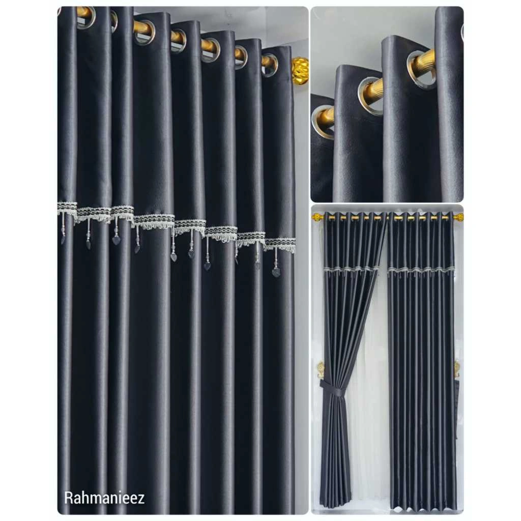 GORDEN TIRAI BLACKOUT JENDELA PONI POLOS GLOSSY MINIMALIS AESTHETIC MEWAH PINTU KAMAR TIDUR PREMIUM