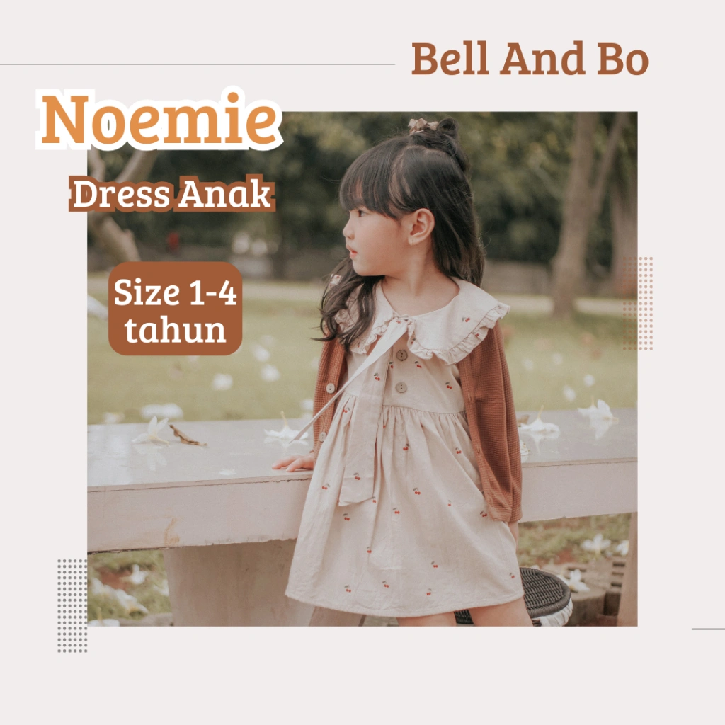 BELL & BO - NOEMIE Cherry Dress Anak Gaun Anak Perempuan Katun Tampil Cantik Ala Korea