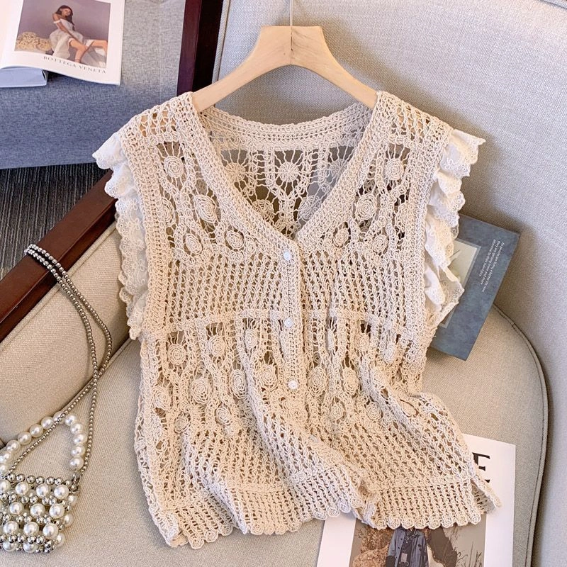 BIGSIZE VEST RAJUT ROMPI WANITA KOREALOOK