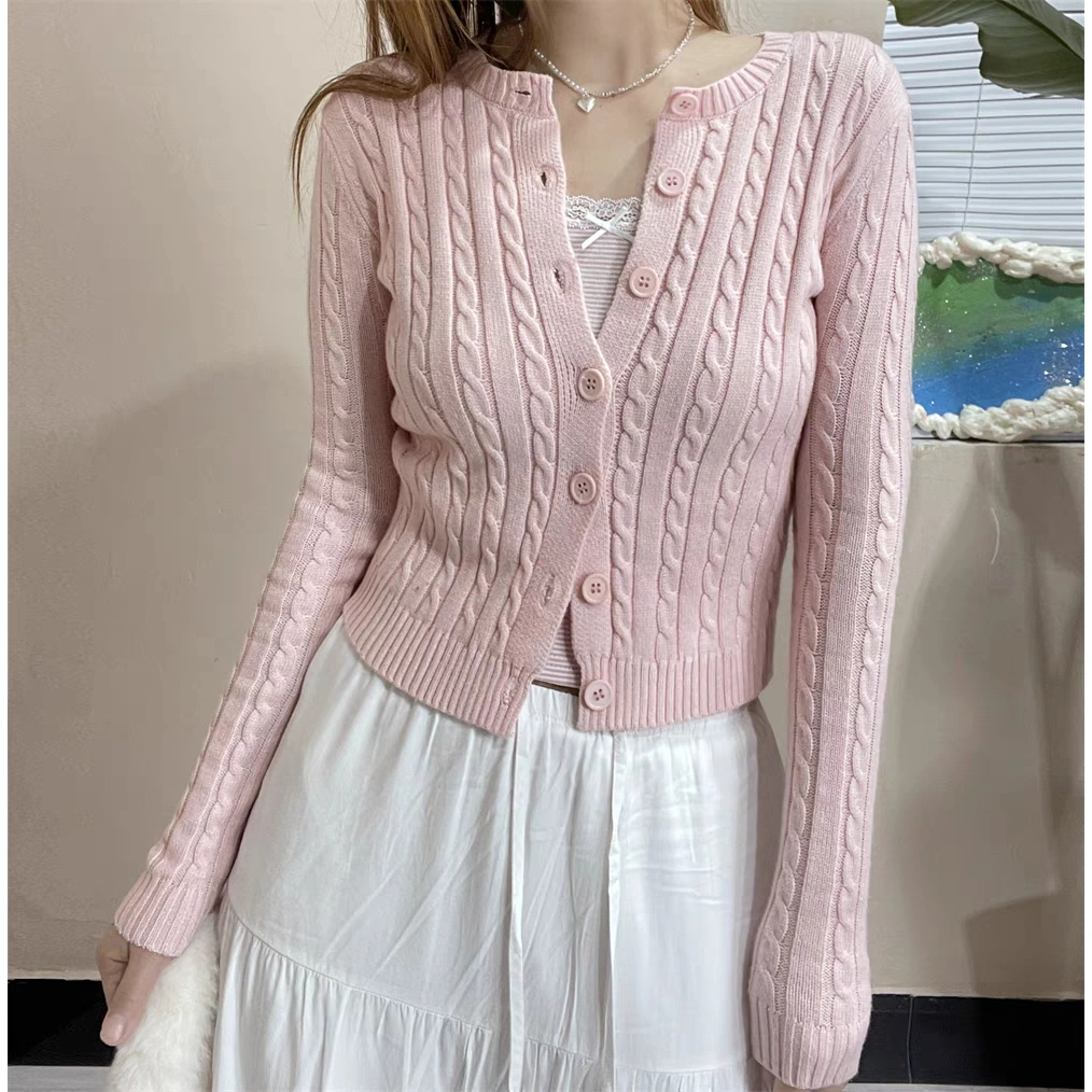 ROSELLA Premium Luaran Cardigan Rajut Korean Style/Cardigan Korean Style Wanita Polos Cable Knit