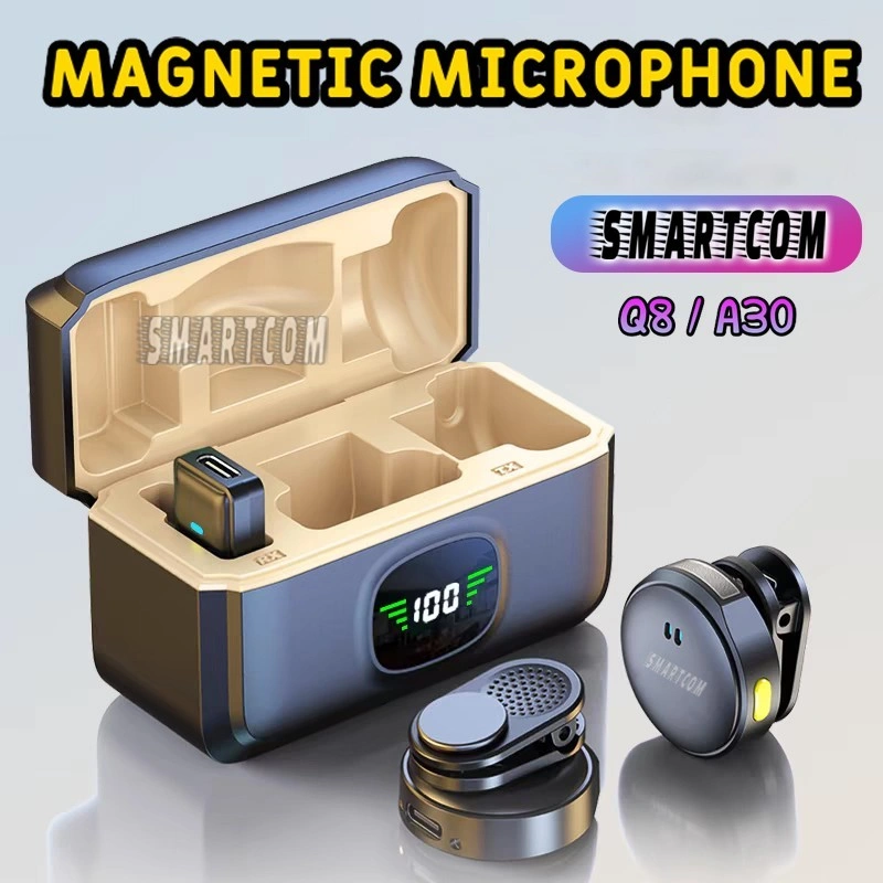 SMARTCOM - Mic Wireless Dual Lavalier Microphone Plug & Play Mic Clip On Mic Konten