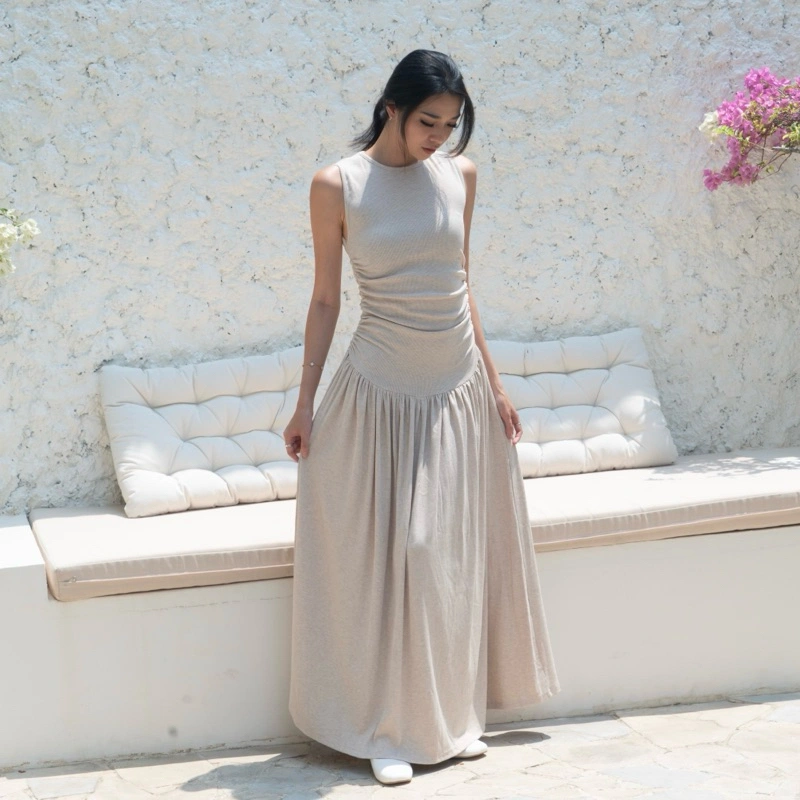 ABBY DRESS | ROOHA | Dress Panjang Wanita Basic Drop Waist Dress Rib Ribbed Knit Terusan Maxi Dress Long Dress