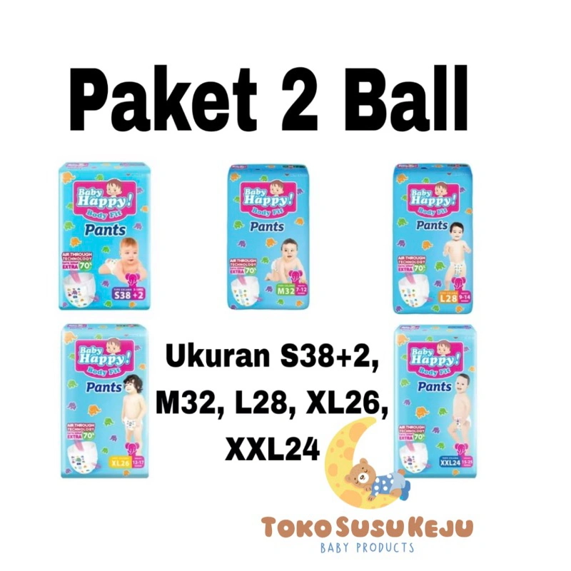POPOK MURAH BABY HAPPY PANTS 2 BAL S38+2, M32, L28, XL26, XXL24 POPOK CELANA