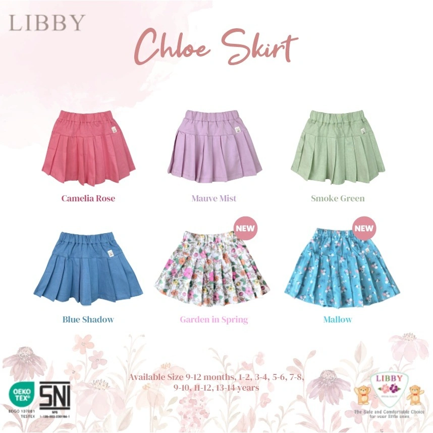 LIBBY Rok Anak Perempuan Polos Rempel Earth CHLOE SKIRT 6 Bulan-14 Tahun (1pcs/pack)