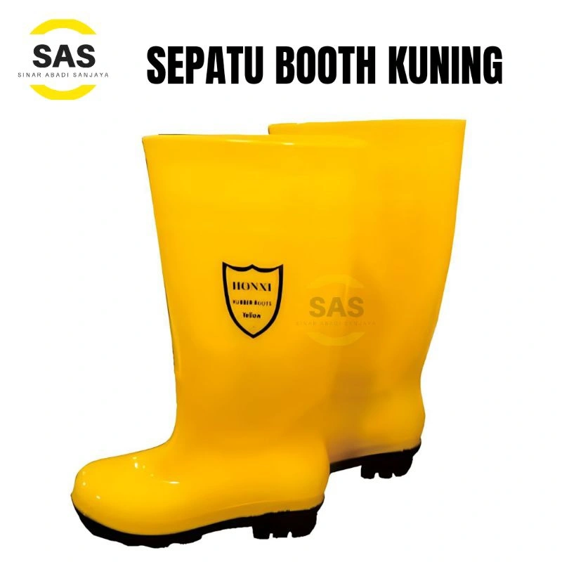[SAS] Sepatu Boot Tinggi Honxi Kuning / Safety Boots Karet Lentur Ringan Anti Air & Slip Perkebunan