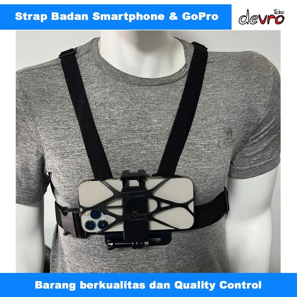 Strap Badan Smartphone & GoPro - Chest Harness Belt Strap 6 in 1 - GP60